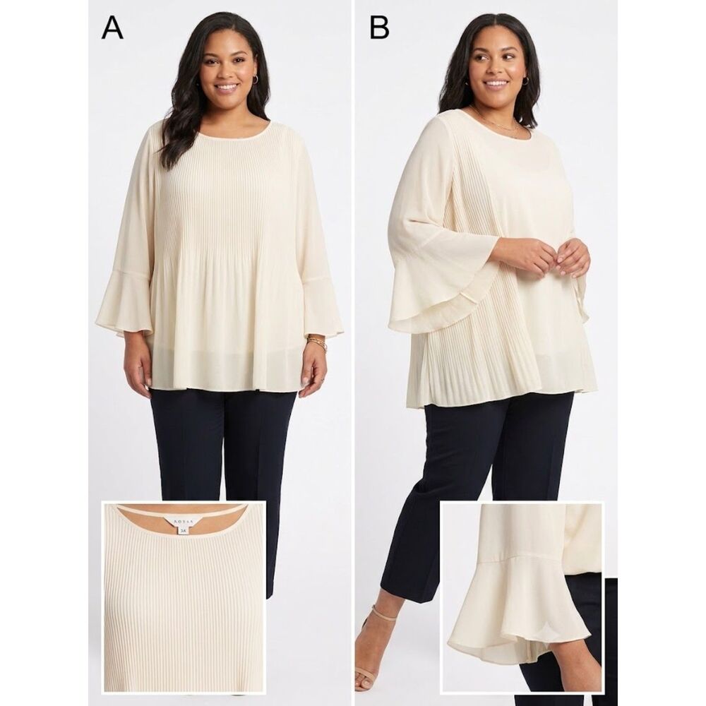 Adiva Cream Chiffon Blouse Plus Size 2X fairy core blouse”